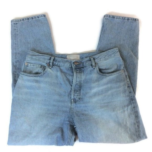 Everlane Womens The Cheeky Jeans Button Fly High Rise Light Wash Straight Sz 31 - Picture 2 of 10